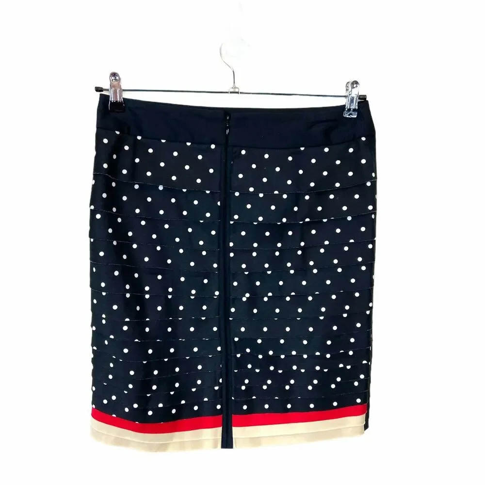 White House Black Market Pencil Skirt Polka Dot Retro Chic Secretary sz 6